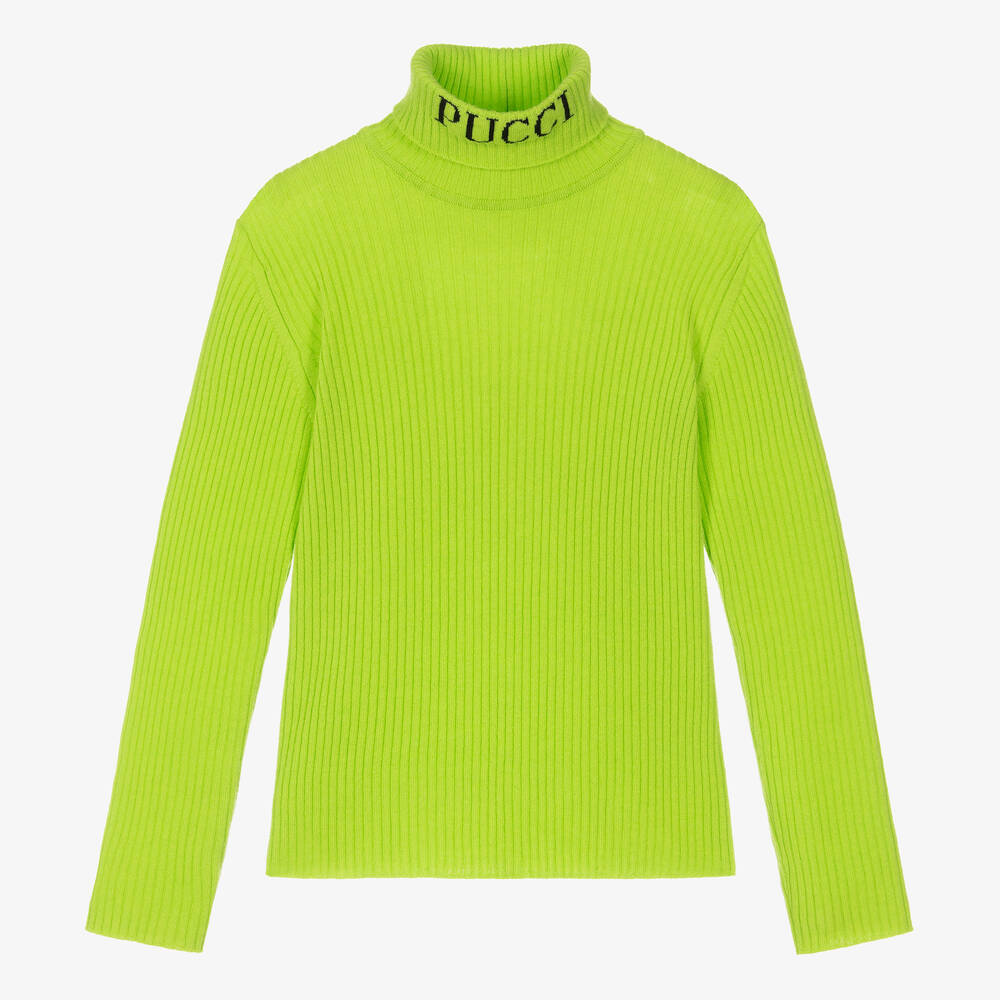 PUCCI - Шерстяной свитер цвета лайма для девочек-подростков  | Childrensalon