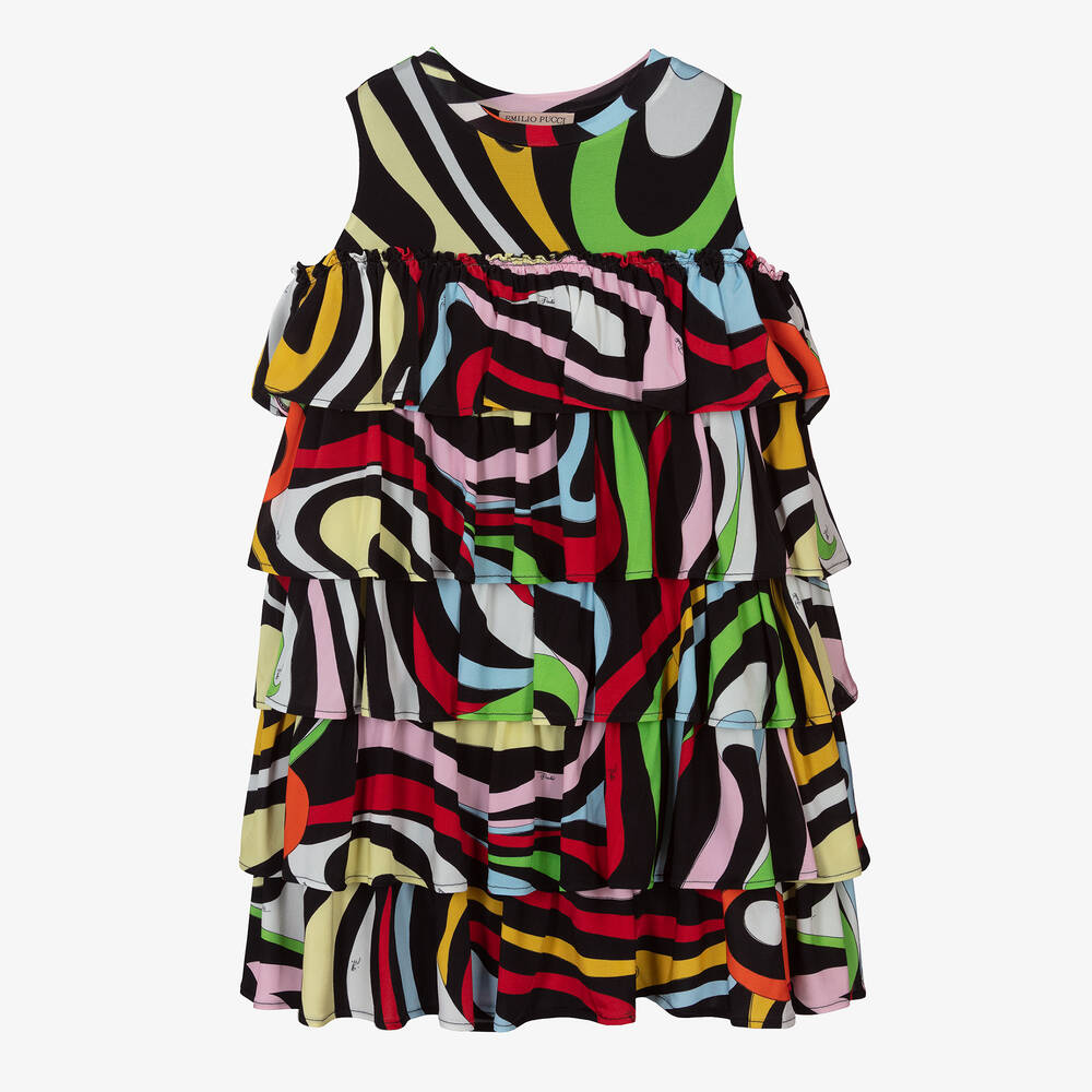 PUCCI-Разноцветное платье с принтом Marmo | Childrensalon Outlet