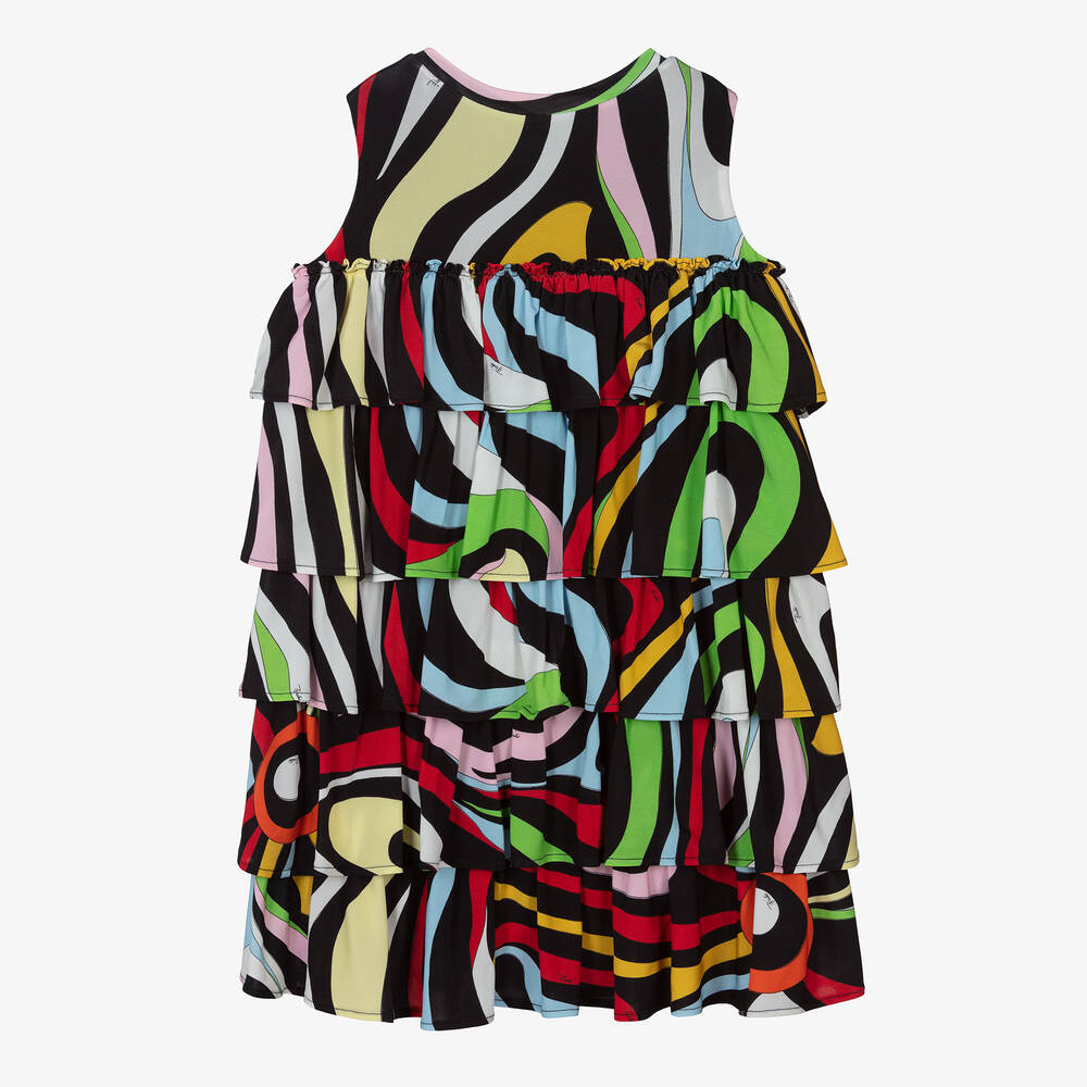 PUCCI-Разноцветное платье с принтом Marmo | Childrensalon Outlet