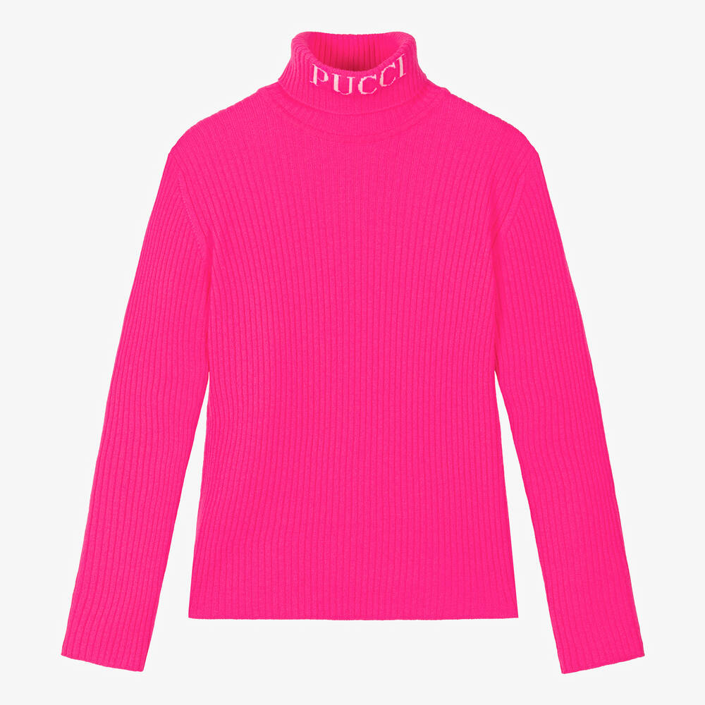 PUCCI - Неоново-розовый шерстяной свитер для девочек-подростков  | Childrensalon