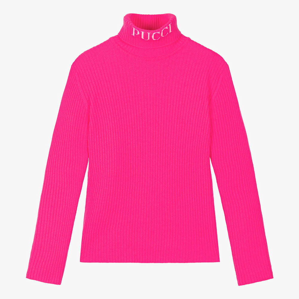 Teen Girls Neon Pink Wool Sweater