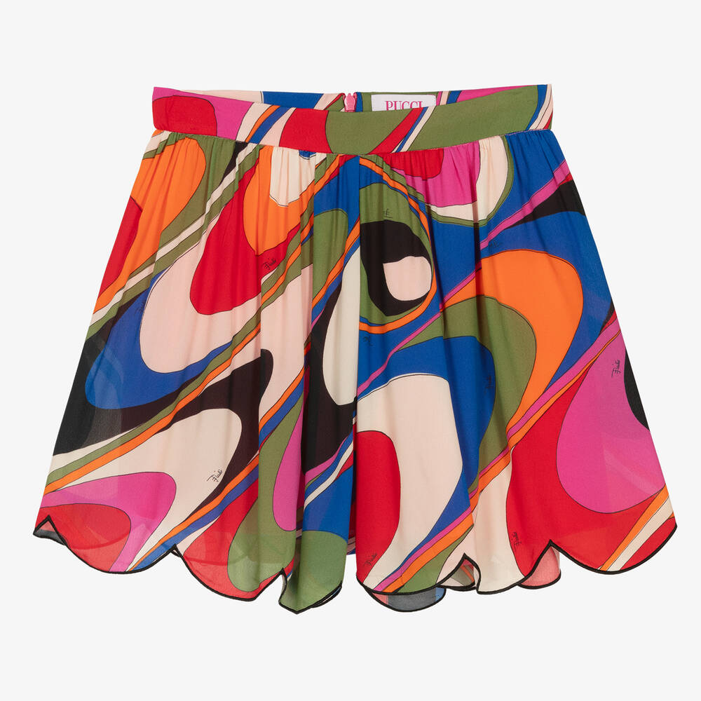 PUCCI-شورت فيسكوز كريب بطبعة ملونة للمراهقات | Childrensalon Outlet