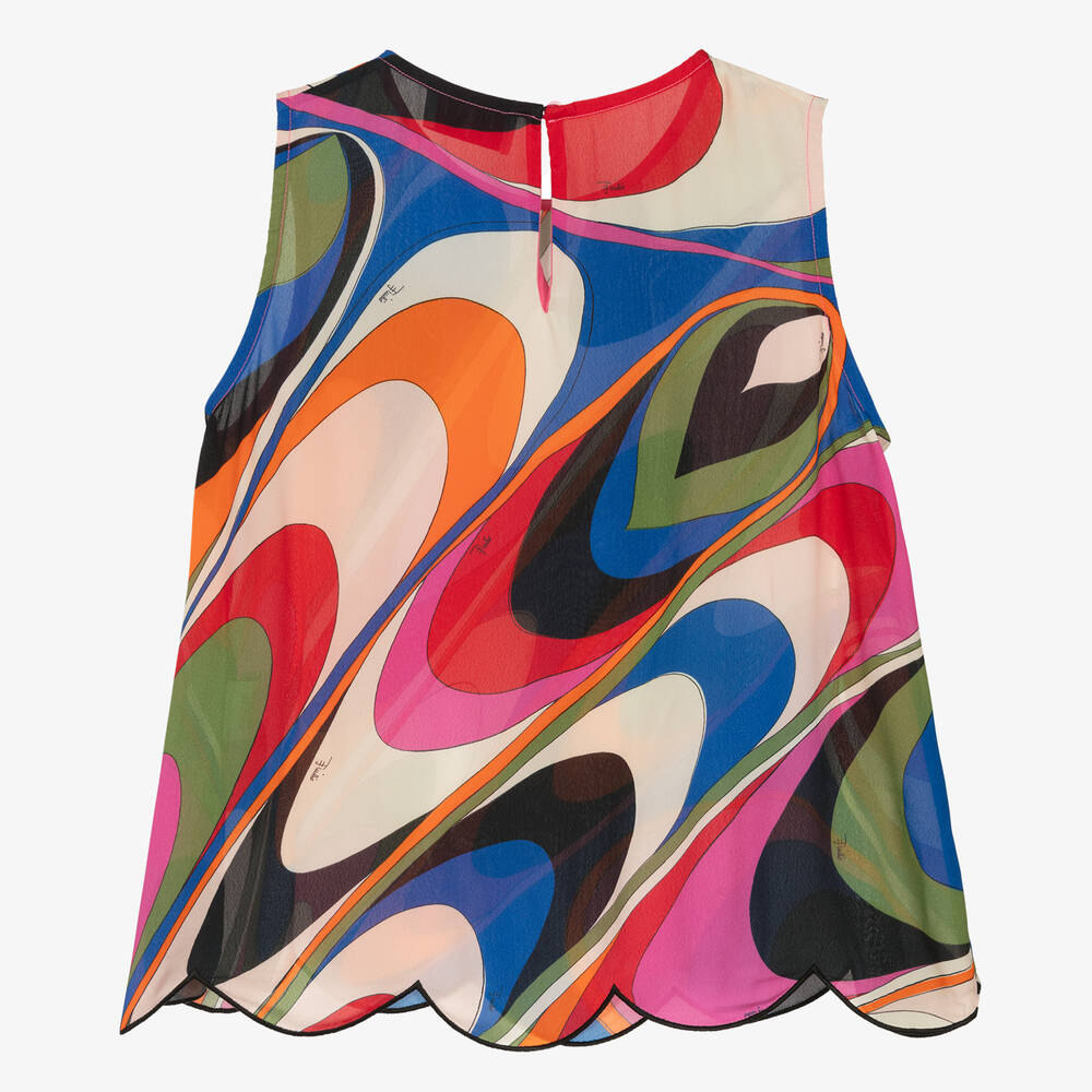 PUCCI-Teen Girls Onde Print Crêpe Top | Childrensalon Outlet