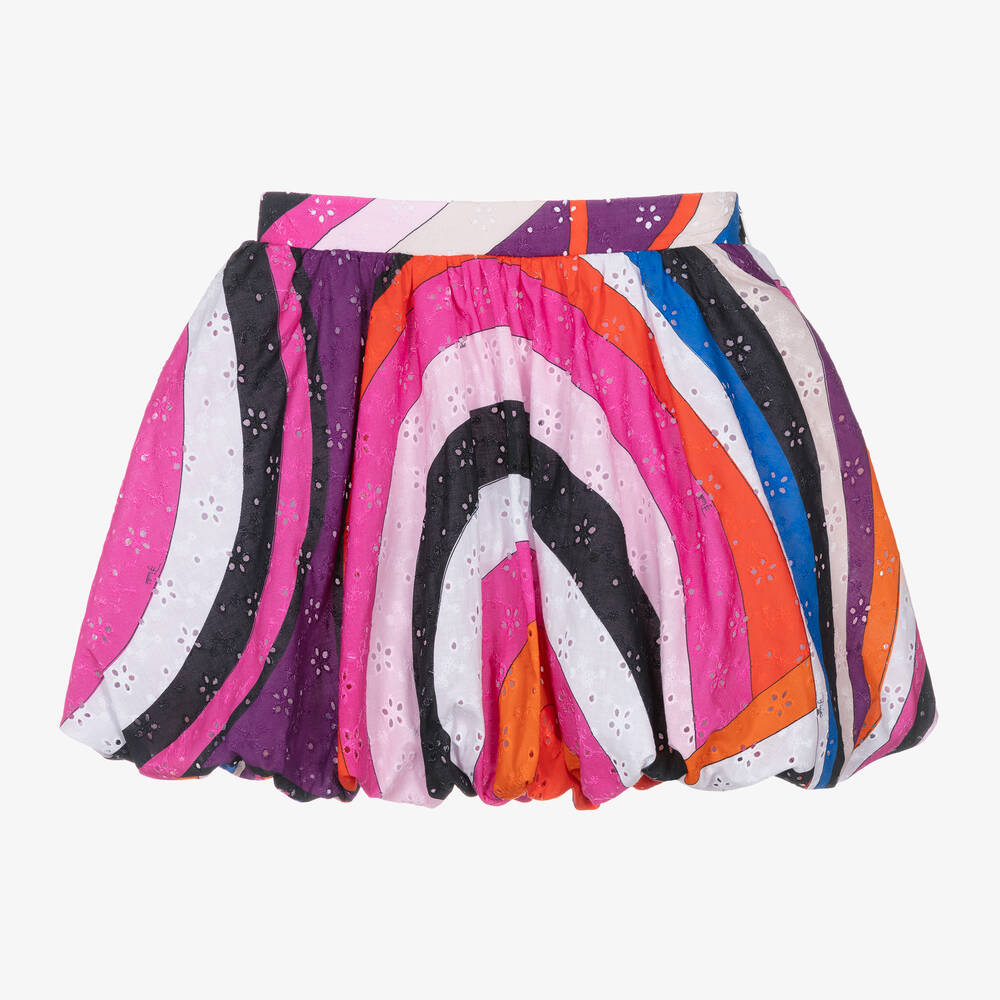 PUCCI-تنورة قطن برودوري بطبعة ملونة للمراهقات | Childrensalon Outlet
