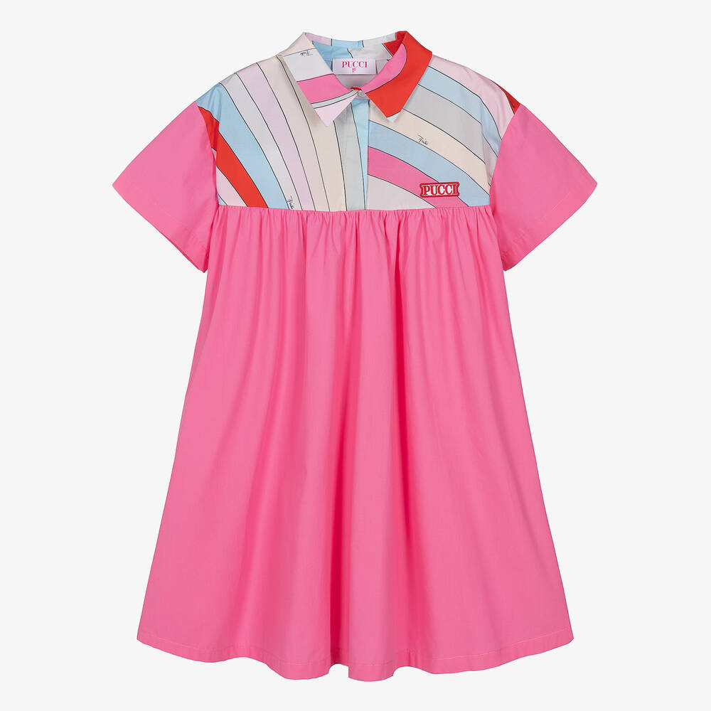 PUCCI-Teen Girls Pink Cotton Iride Dress | Childrensalon Outlet