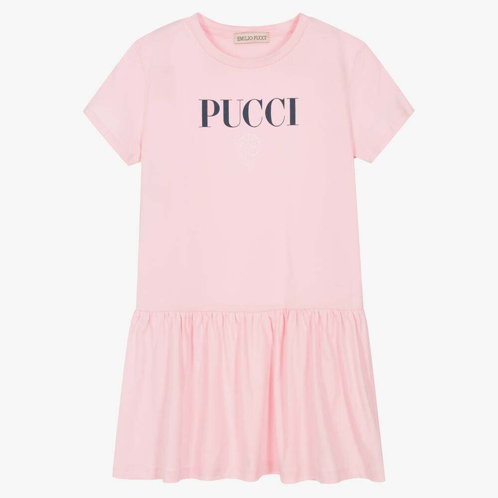 PUCCI - Teen Girls Pink Cotton Logo Dress | Childrensalon