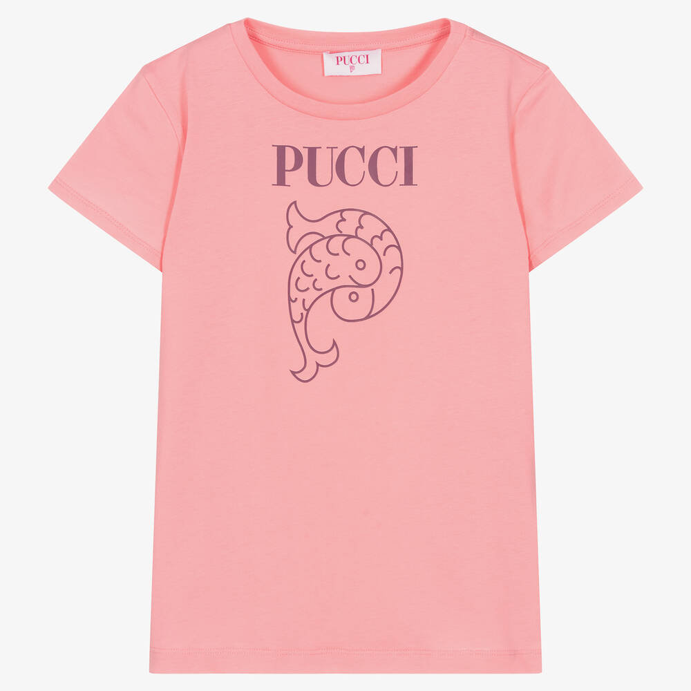 PUCCI - Розовая хлопковая футболка для девочек-подростков | Childrensalon