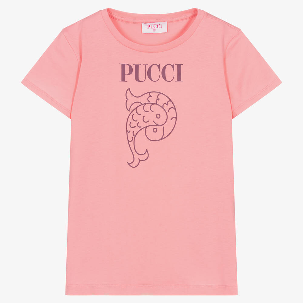 PUCCI-Teen Girls Pink Cotton T-Shirt | Childrensalon Outlet