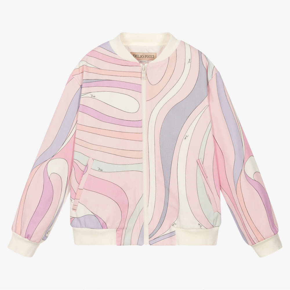 PUCCI - Teen Girls Pink Marmo Bomber Jacket | Childrensalon