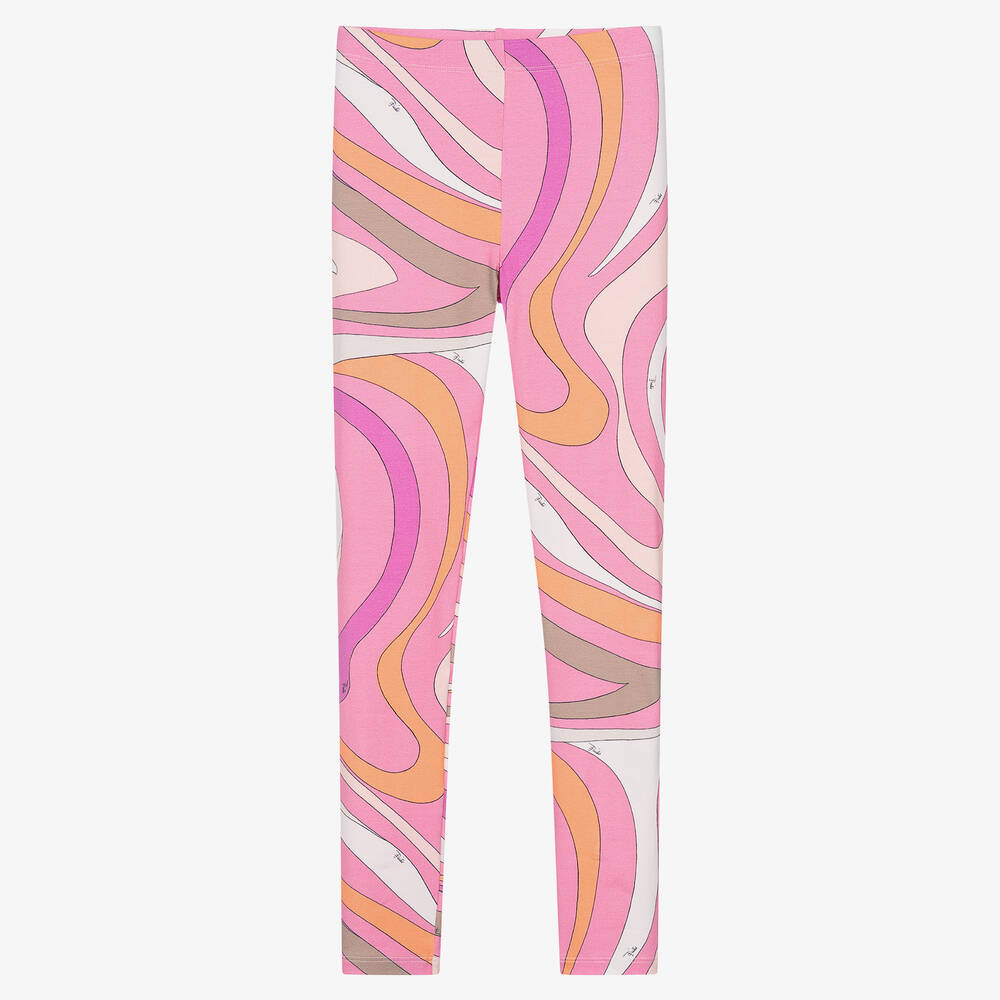 PUCCI - Teen Girls Pink Marmo Cotton Leggings | Childrensalon