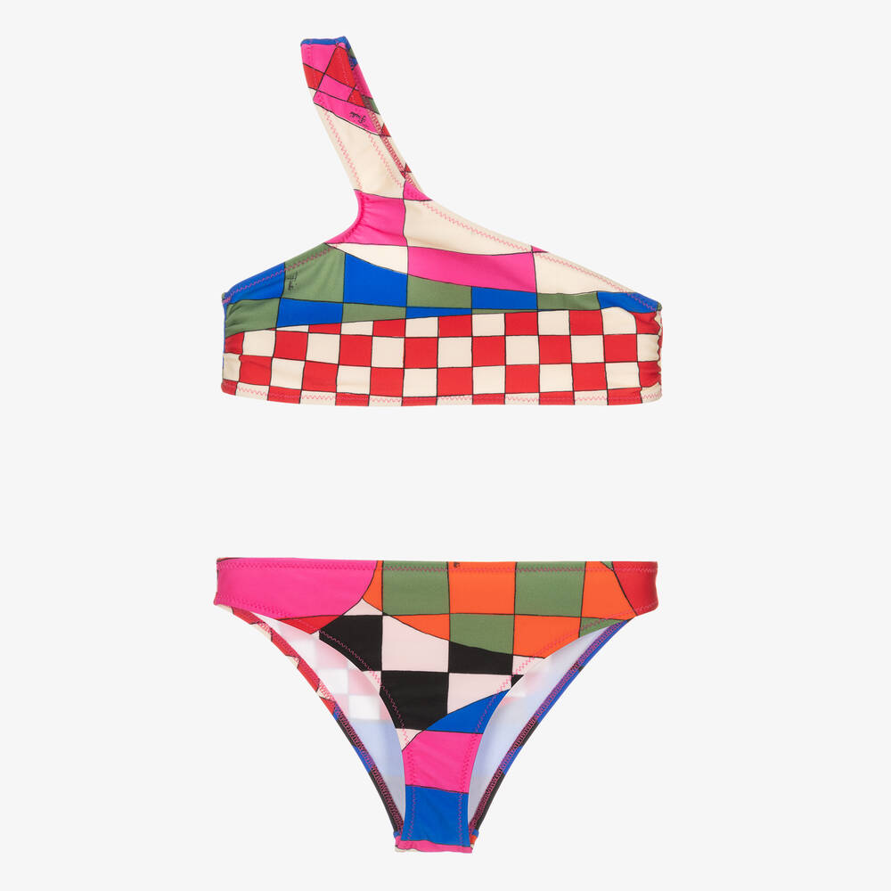 PUCCI-Teen Girls Pink Multi One Shoulder Bikini | Childrensalon Outlet