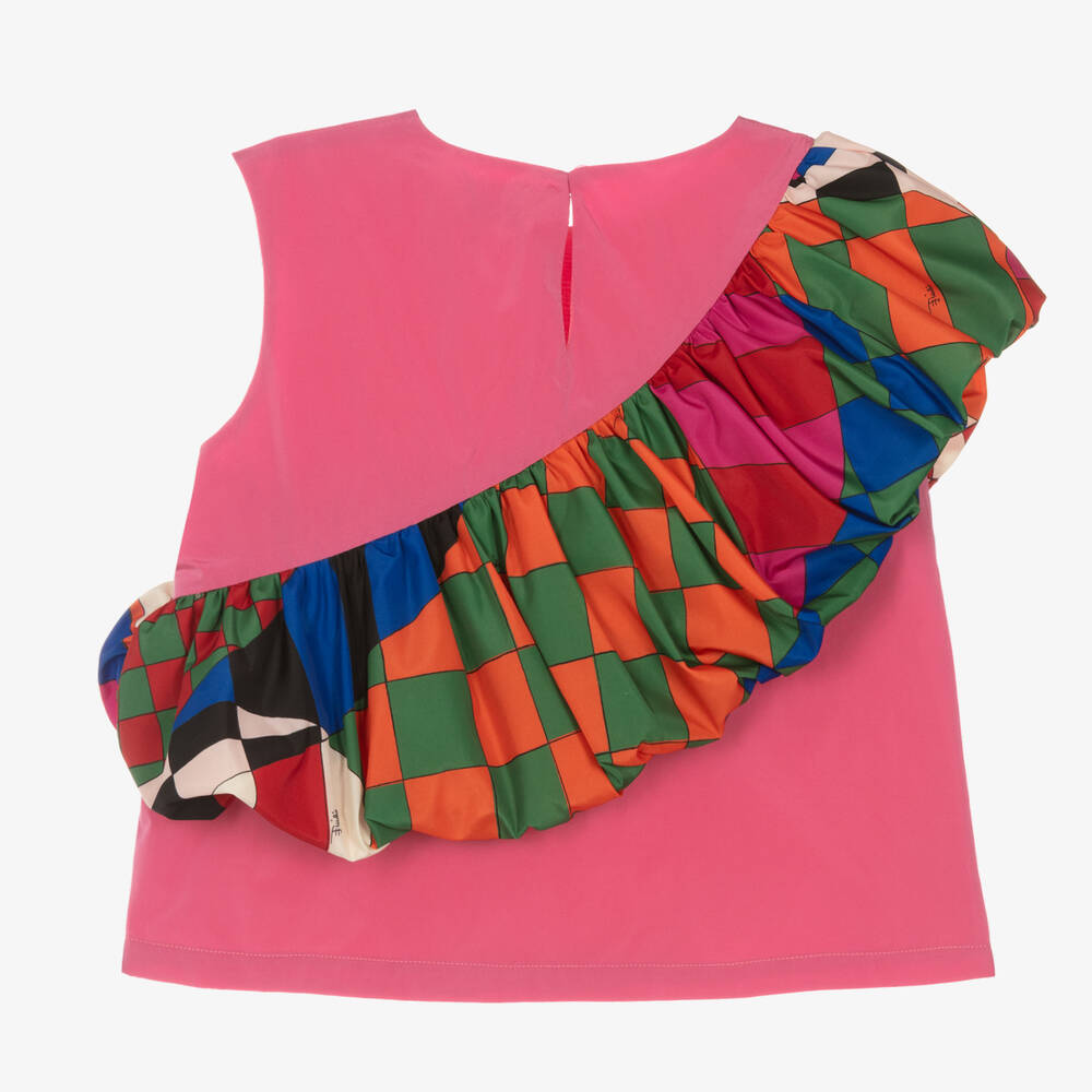 PUCCI-Teen Girls Pink Sateen Giardino Print Blouse | Childrensalon Outlet