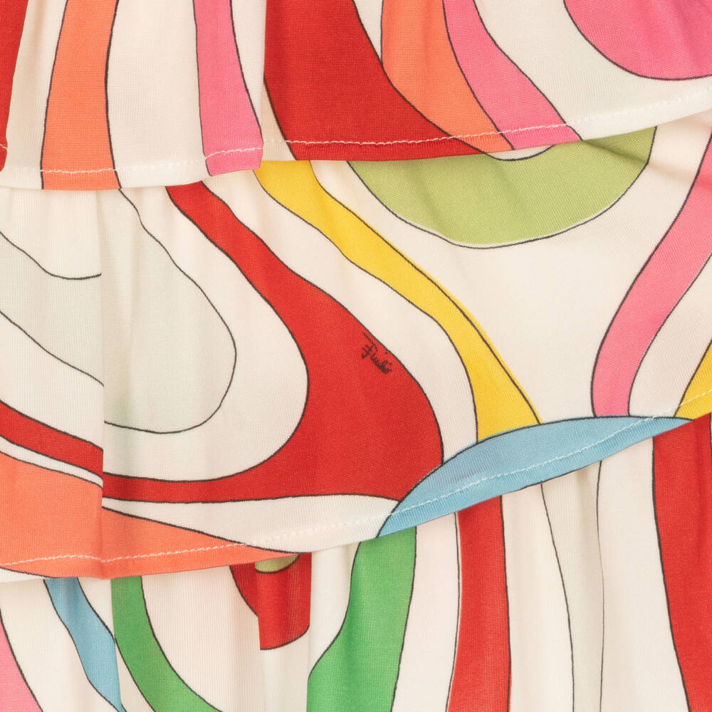 PUCCI-Teen Girls White Marmo Print Layered Skirt | Childrensalon Outlet