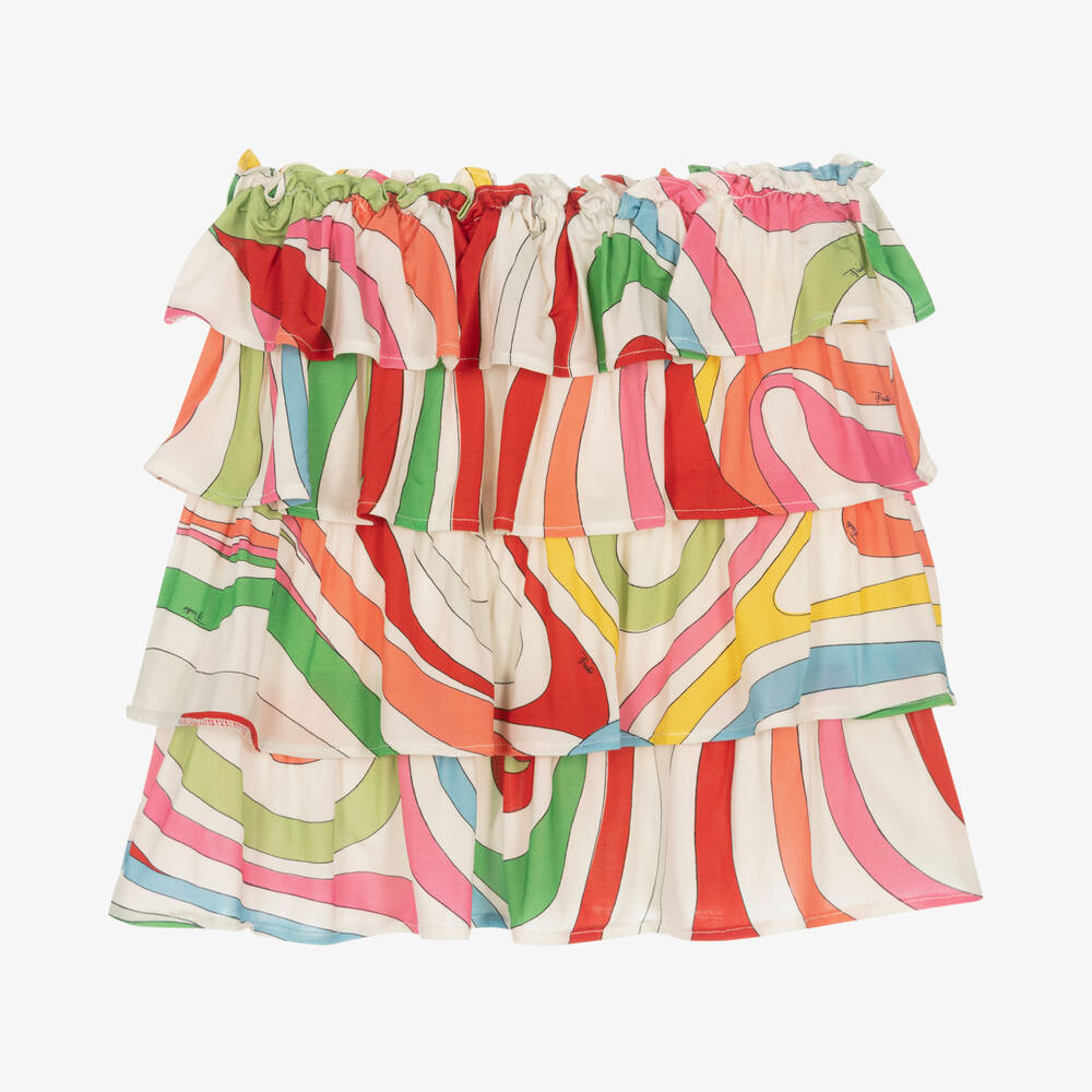 PUCCI - Teen Girls White Marmo Print Layered Skirt | Childrensalon