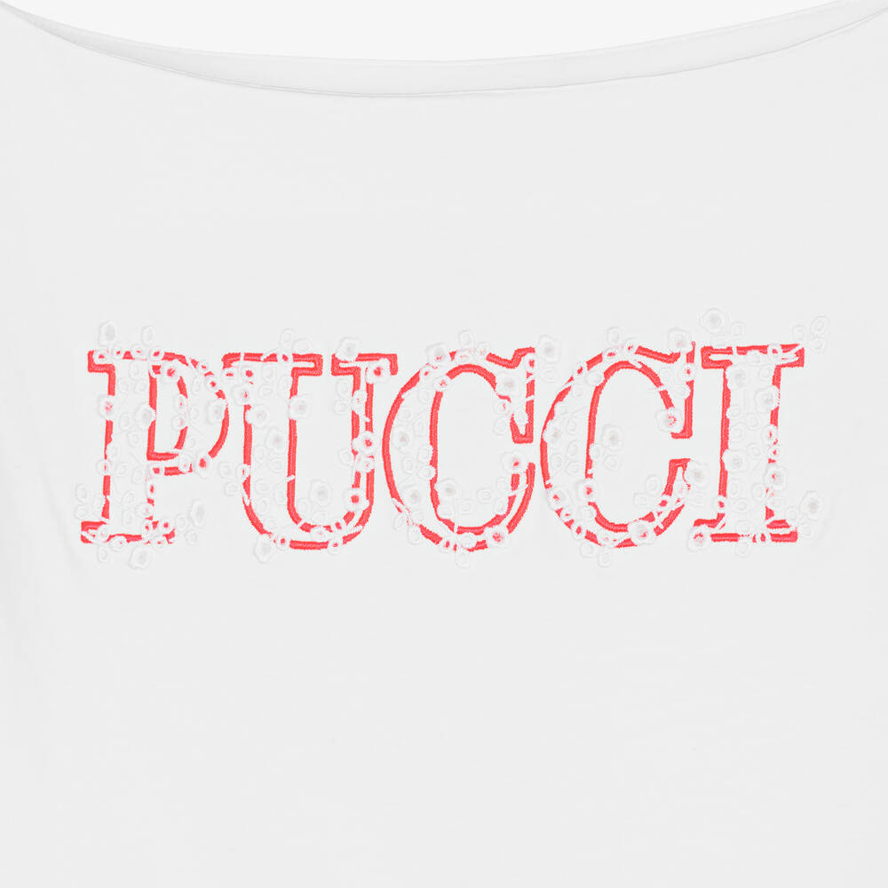 PUCCI-Teen Girls White Organic Cotton Onde T-Shirt | Childrensalon Outlet