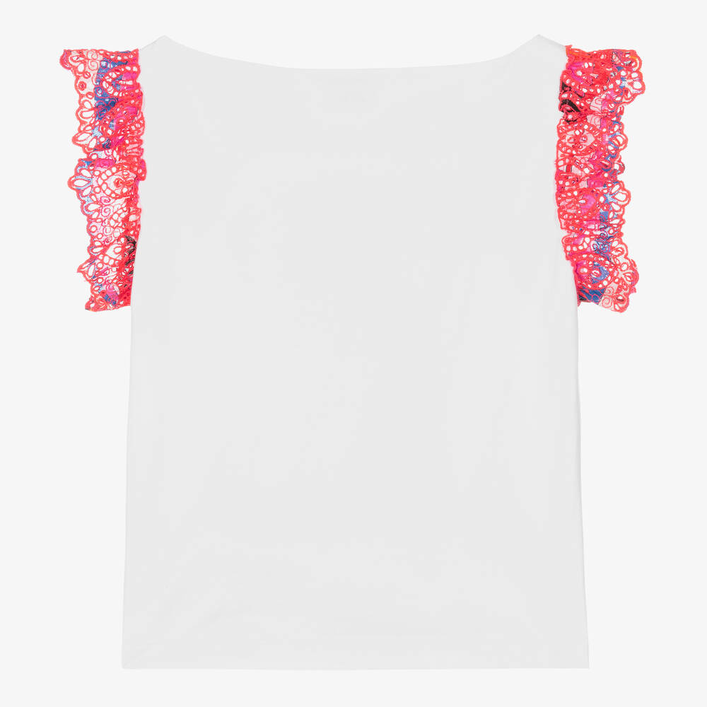 PUCCI-Teen Girls White Organic Cotton Onde T-Shirt | Childrensalon Outlet