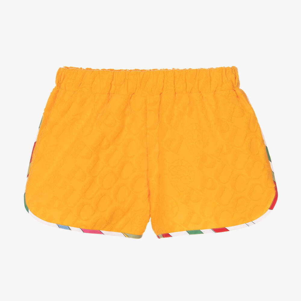 PUCCI - Желтые шорты из джерси с принтом Marmo | Childrensalon