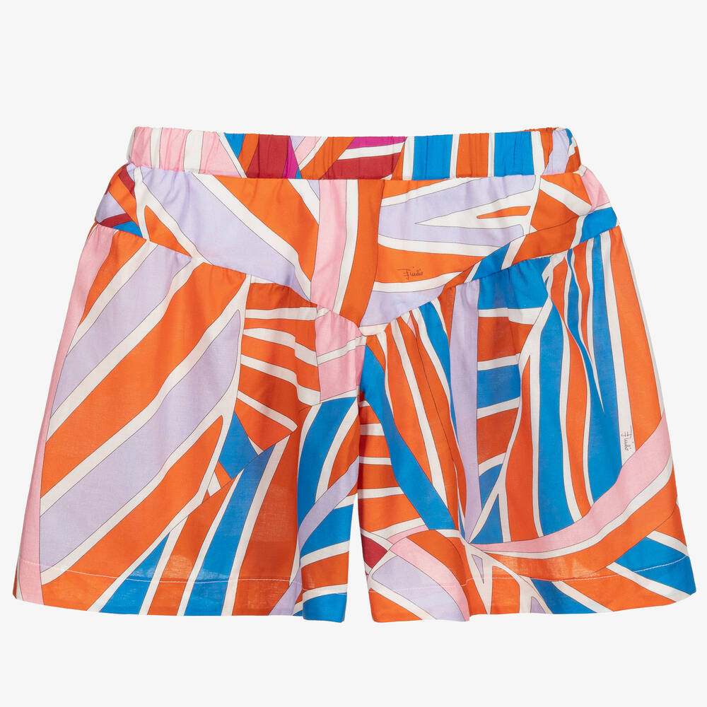 PUCCI-Teen Orange Cotton Shorts | Childrensalon Outlet