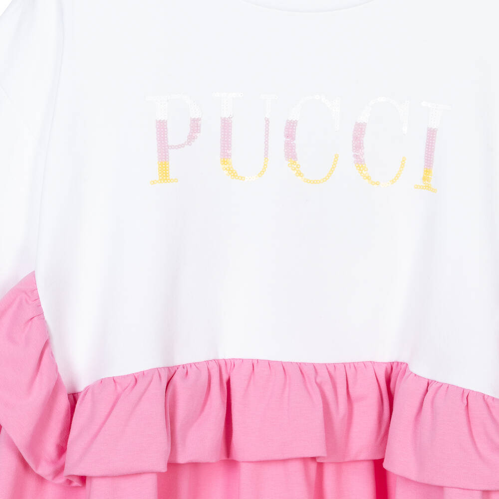 PUCCI-Teen Pink & White Logo Dress | Childrensalon Outlet