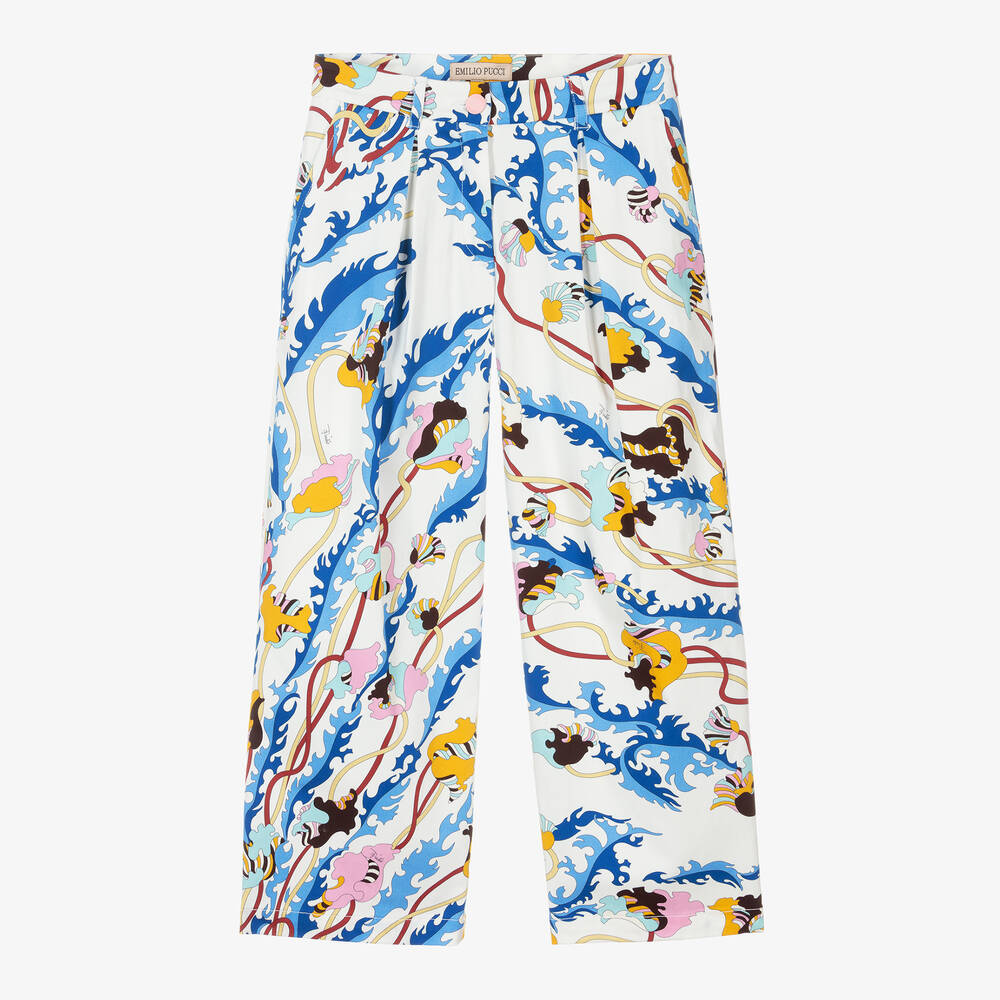 PUCCI-Белые брюки с принтом Ranuncoli для подростков | Childrensalon Outlet