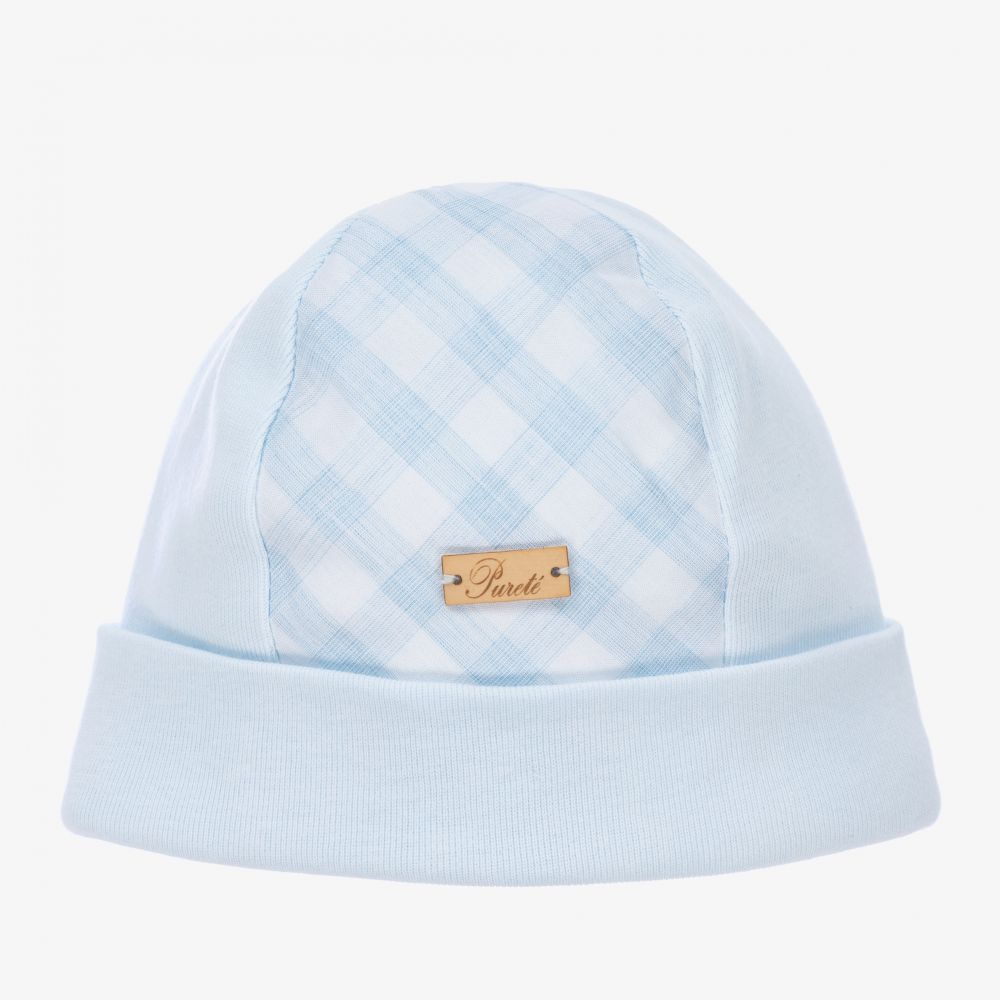 Puret Du B b Baby Boys Blue Cotton Hat Childrensalon Outlet