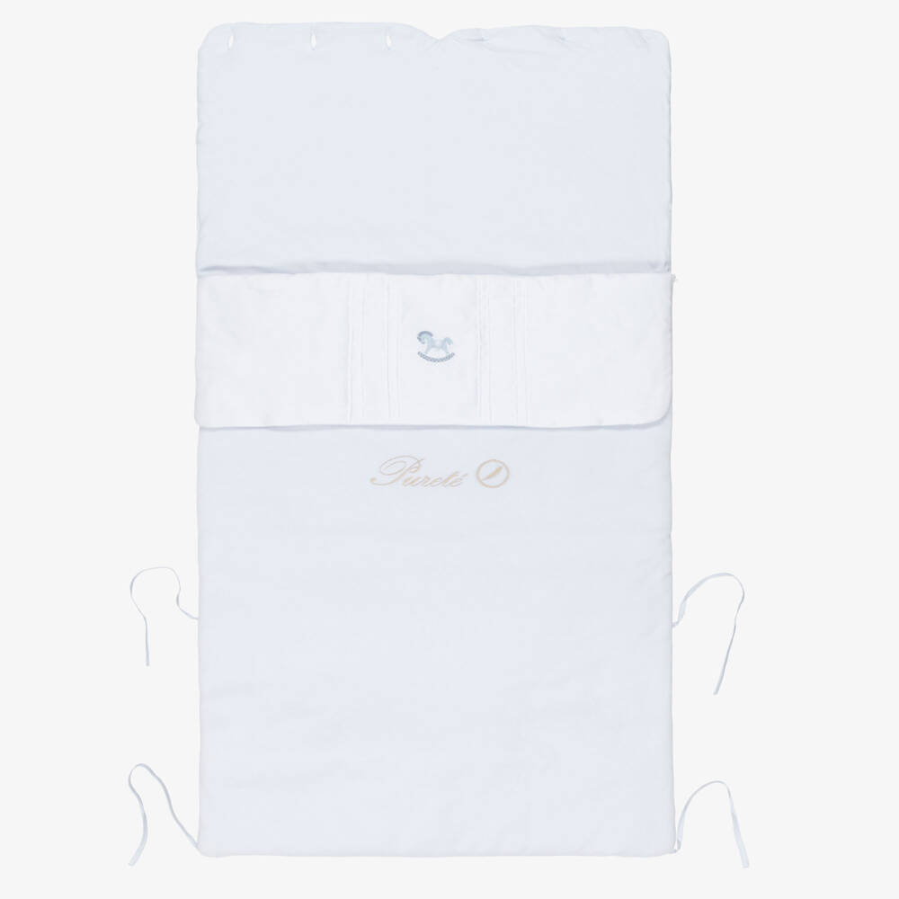 Pureté Du... Bébé-Baby Boys Blue Rocking Horse Embroidered Velour Nest (90cm) | Childrensalon Outlet