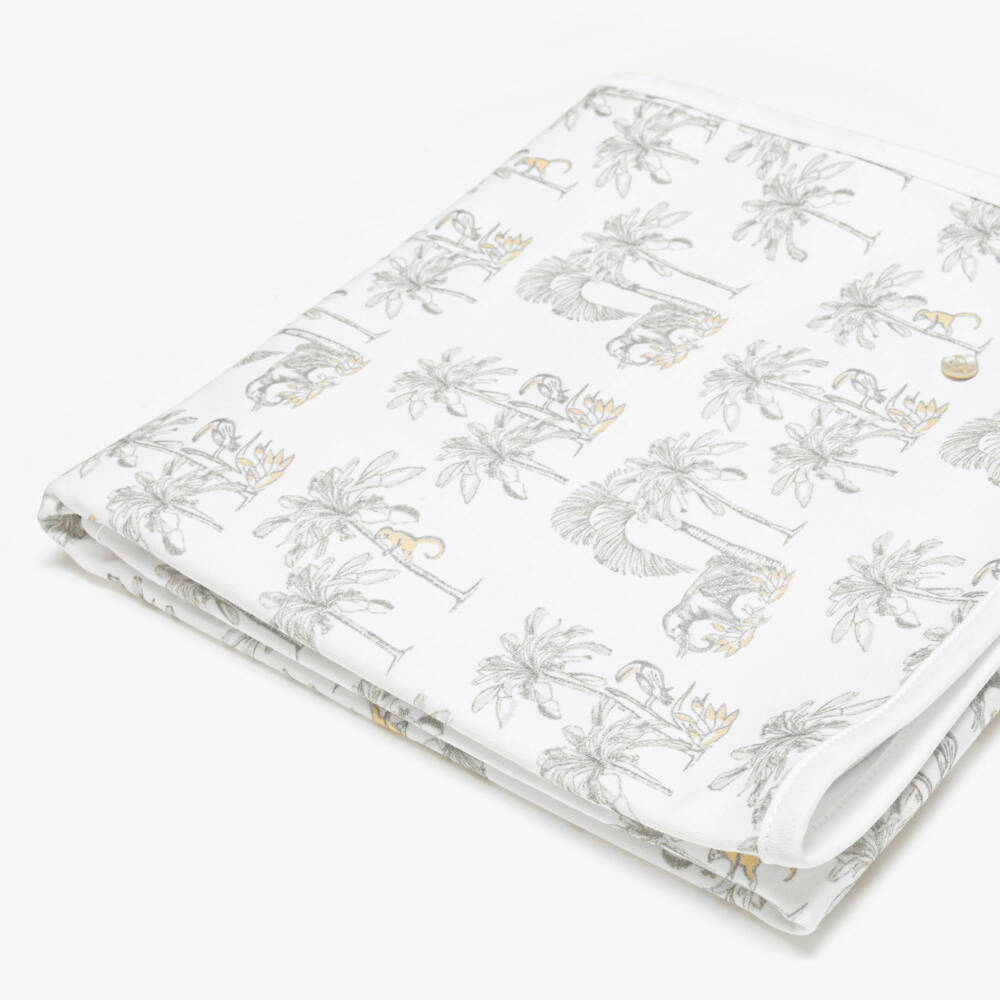 Pureté Du... Bébé-Baby Boys Cotton Blanket with Grey Jungle Print (73cm) | Childrensalon Outlet