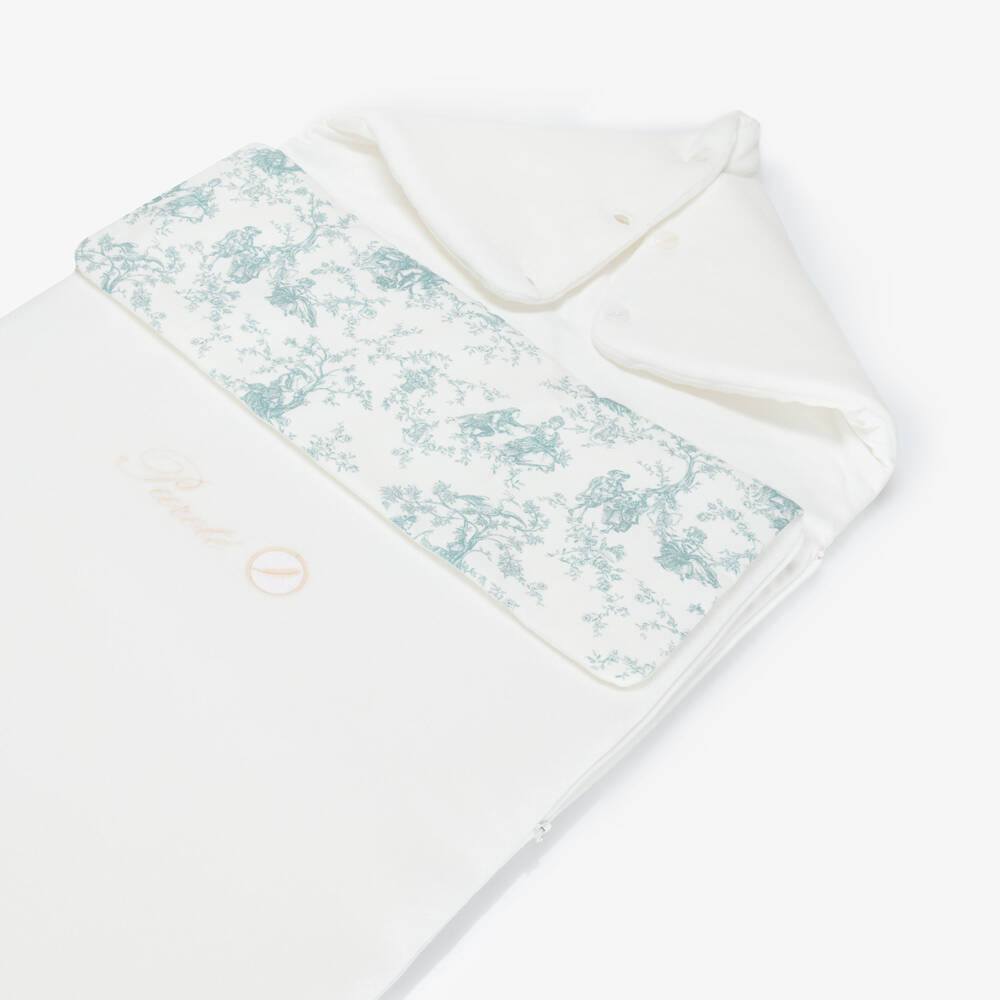 Pureté Du... Bébé-Baby Boys Ivory Velour & Green Toile De Jouy Nest (90cm) | Childrensalon Outlet