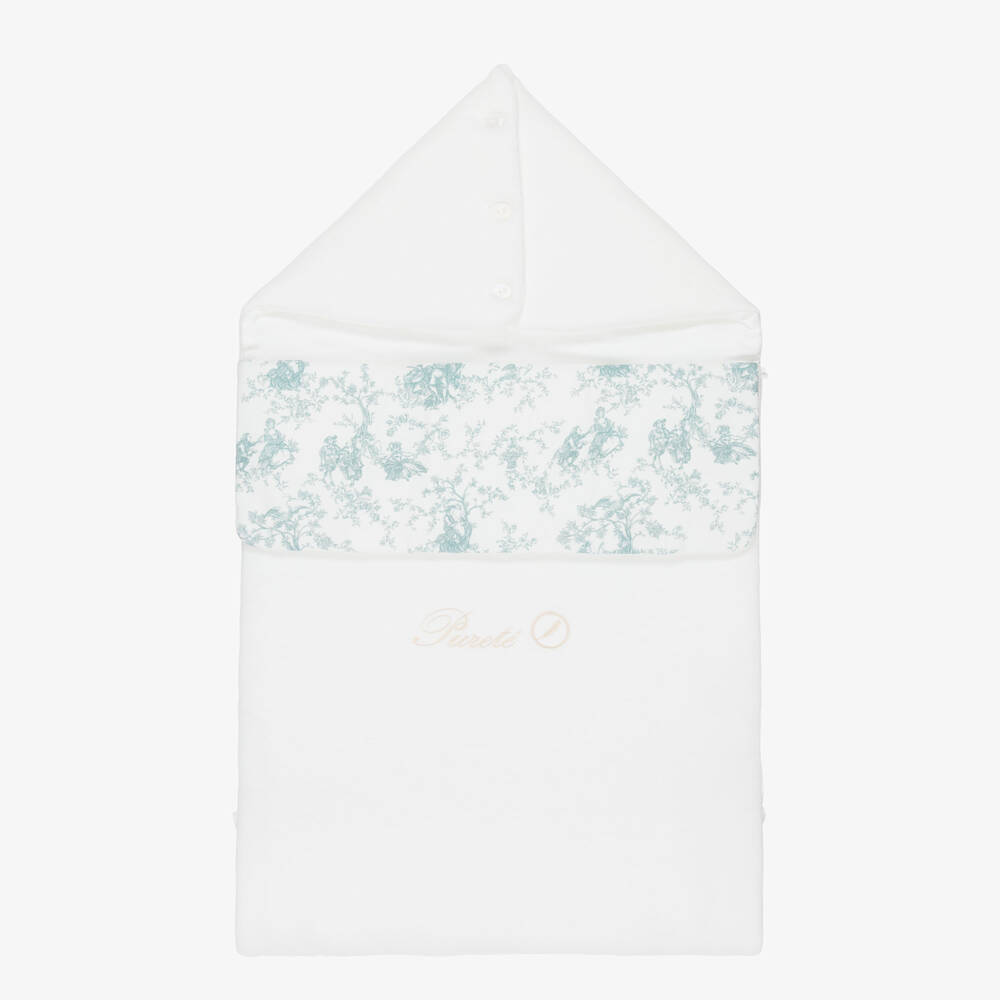 Pureté Du... Bébé-Baby Boys Ivory Velour & Green Toile De Jouy Nest  (90cm) | Childrensalon Outlet