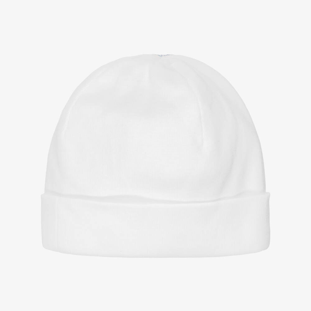 Pureté Du... Bébé-Baby Boys White & Blue Toile De Jouy Layette Hat | Childrensalon Outlet