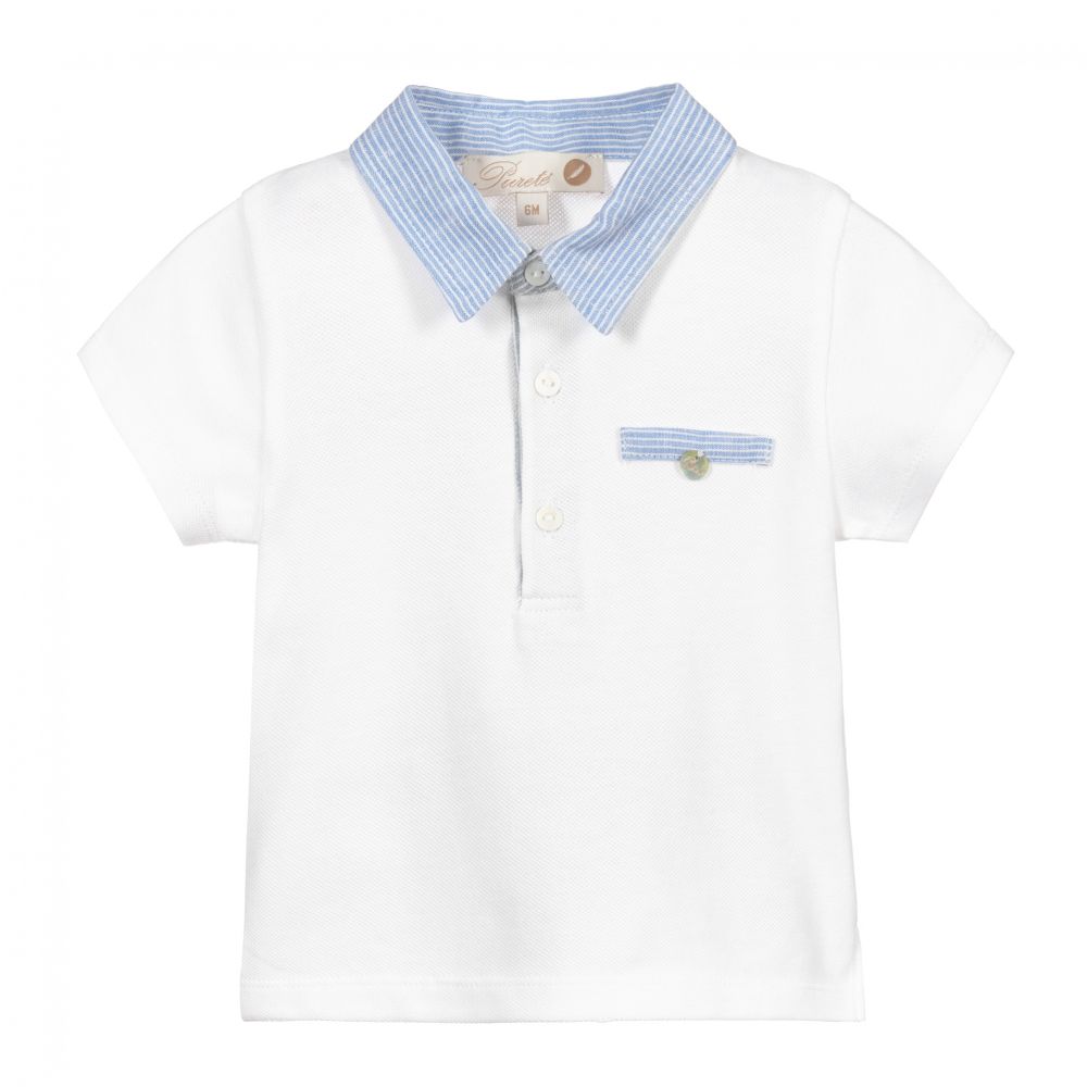 Pureté Du... Bébé - Baby Boys White Polo Shirt | Childrensalon