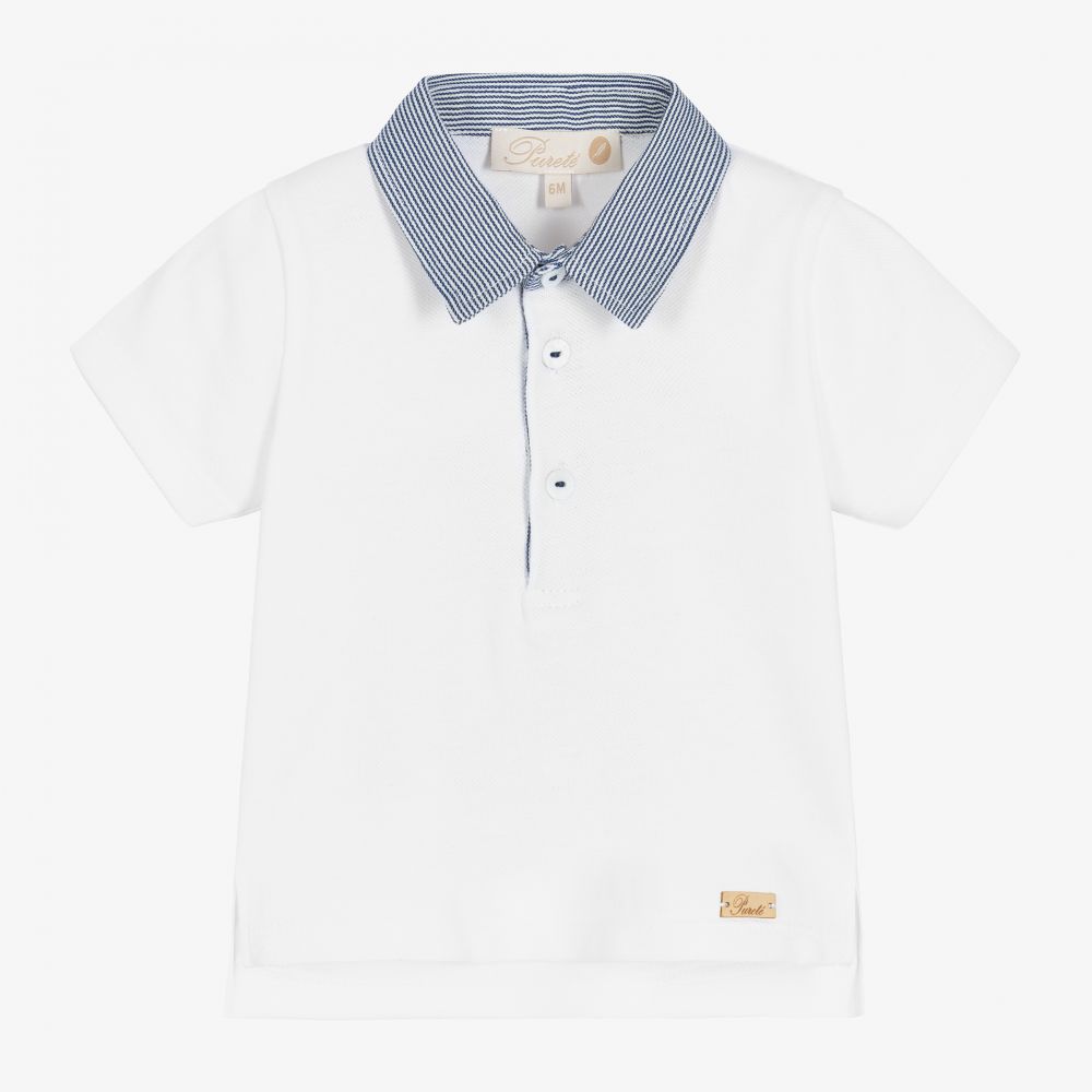 Pureté Du... Bébé - Baby Boys White Polo Shirt | Childrensalon