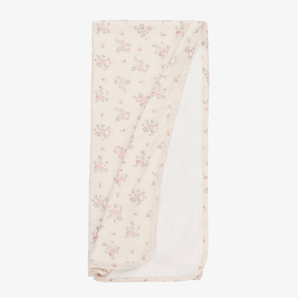 Pureté Du... Bébé-Baby Girls Beige Floral Blanket (97cm) | Childrensalon Outlet
