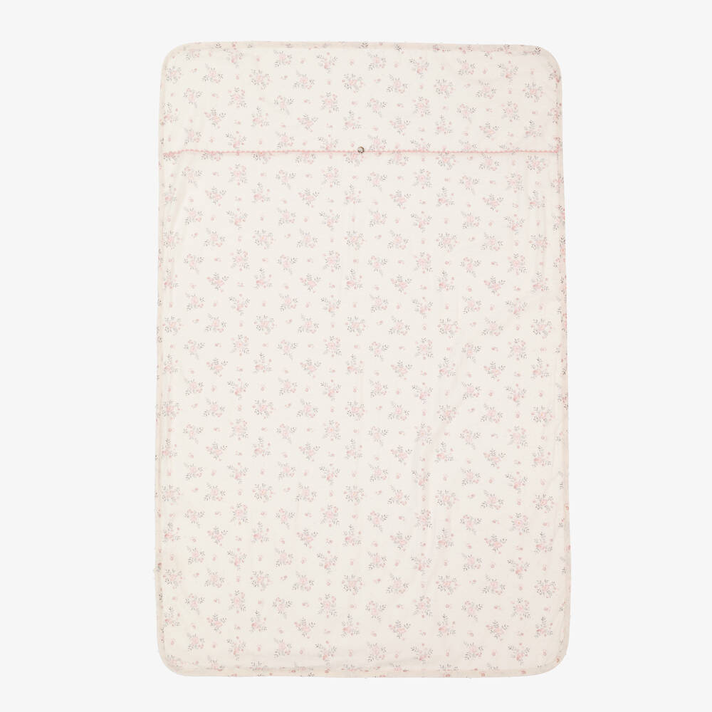 Pureté Du... Bébé - Baby Girls Beige Floral Blanket (97cm) | Childrensalon