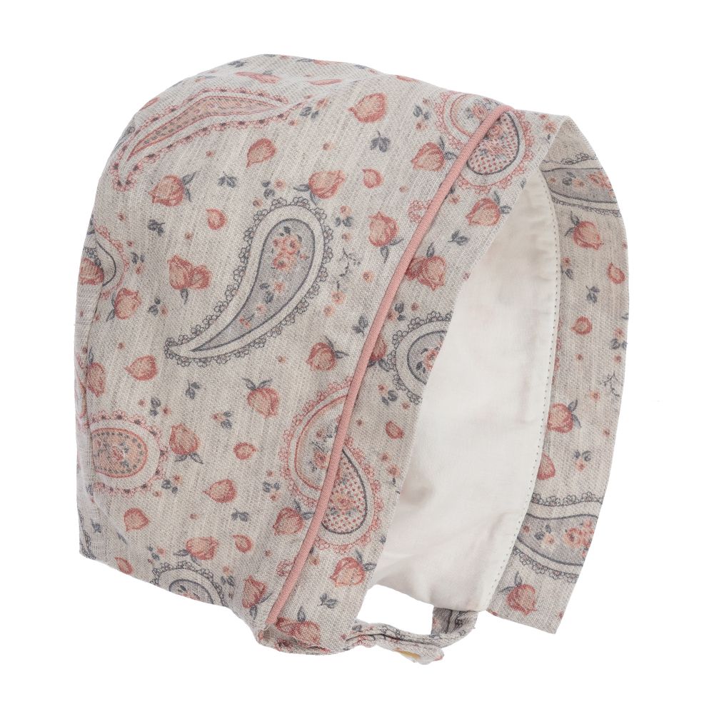 Pureté Du... Bébé - Baby Girls Grey & Pink Bonnet | Childrensalon