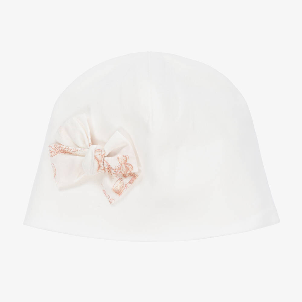 Pureté Du... Bébé - Baby Girls Ivory Cotton Jersey Hat  | Childrensalon