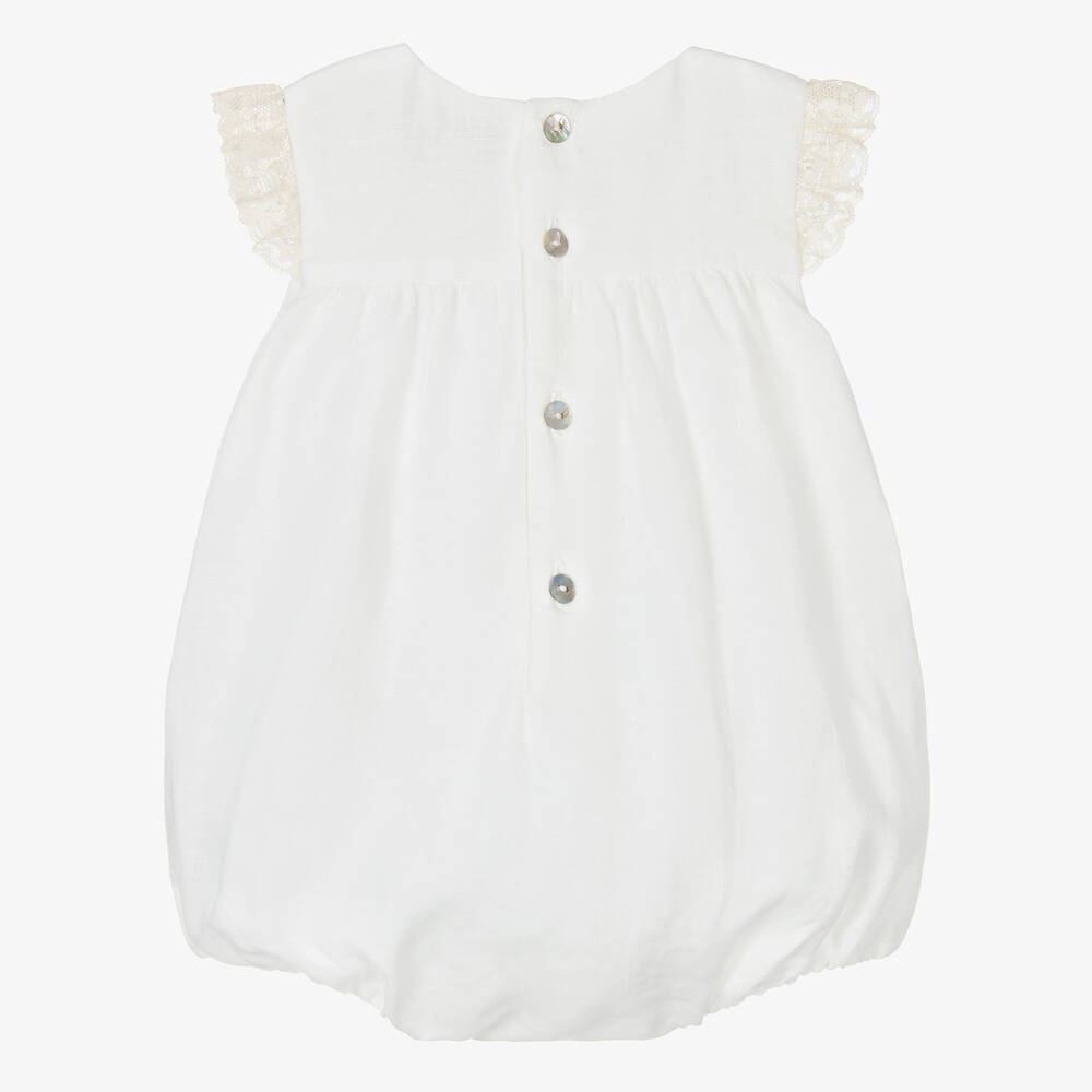 Pureté Du... Bébé-Baby Girls Ivory Linen Shortie  | Childrensalon Outlet