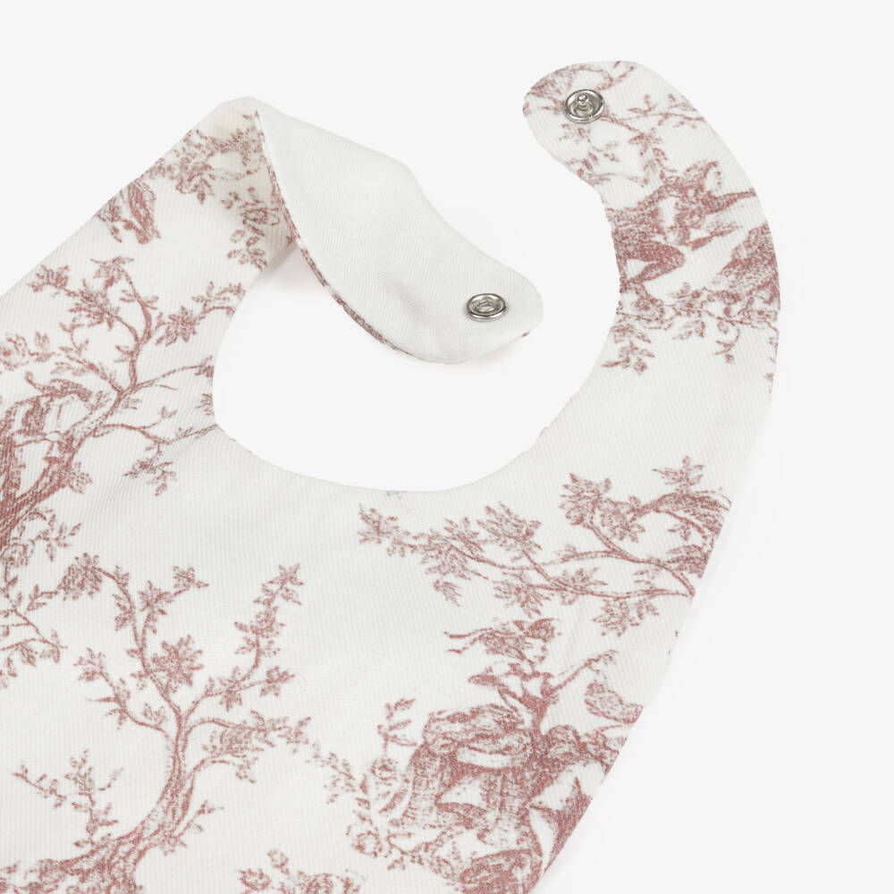 Pureté Du... Bébé-Baby Girls Ivory & Pink Toile de Jouy Bib | Childrensalon Outlet