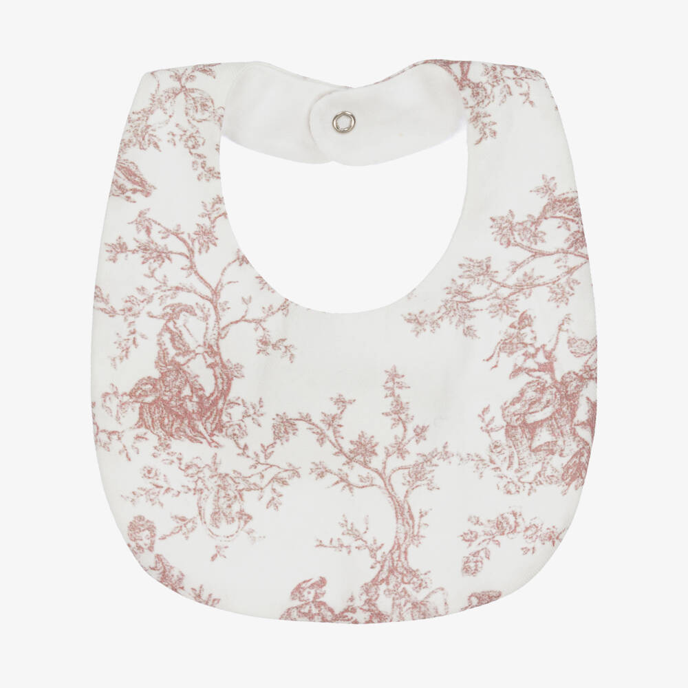 Pureté Du... Bébé-Baby Girls Ivory & Pink Toile de Jouy Bib | Childrensalon Outlet