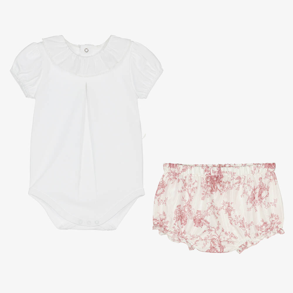 Pureté Du... Bébé-Baby Girls Ivory Toile De Jouy Shorts Set | Childrensalon Outlet