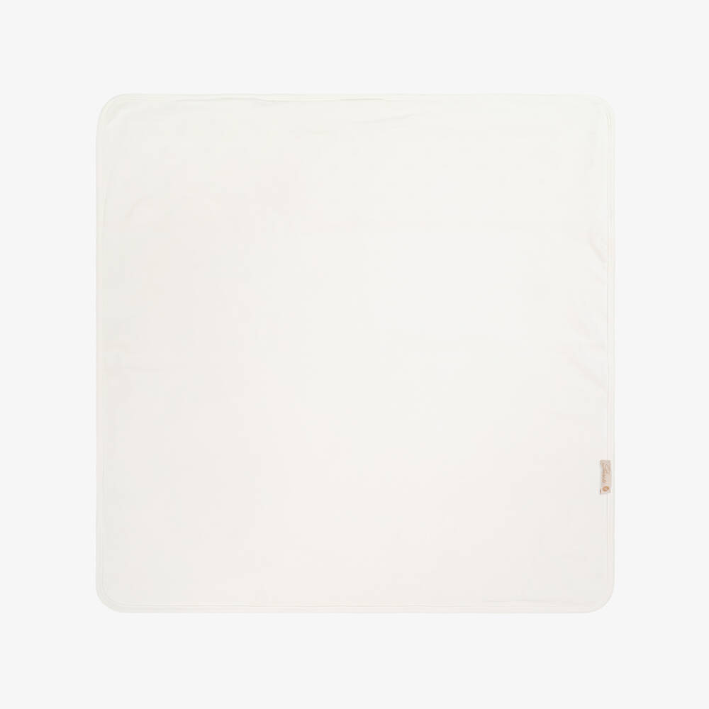 Pureté Du... Bébé-Baby Girls Ivory Velour Embroidered Blanket (75cm) | Childrensalon Outlet