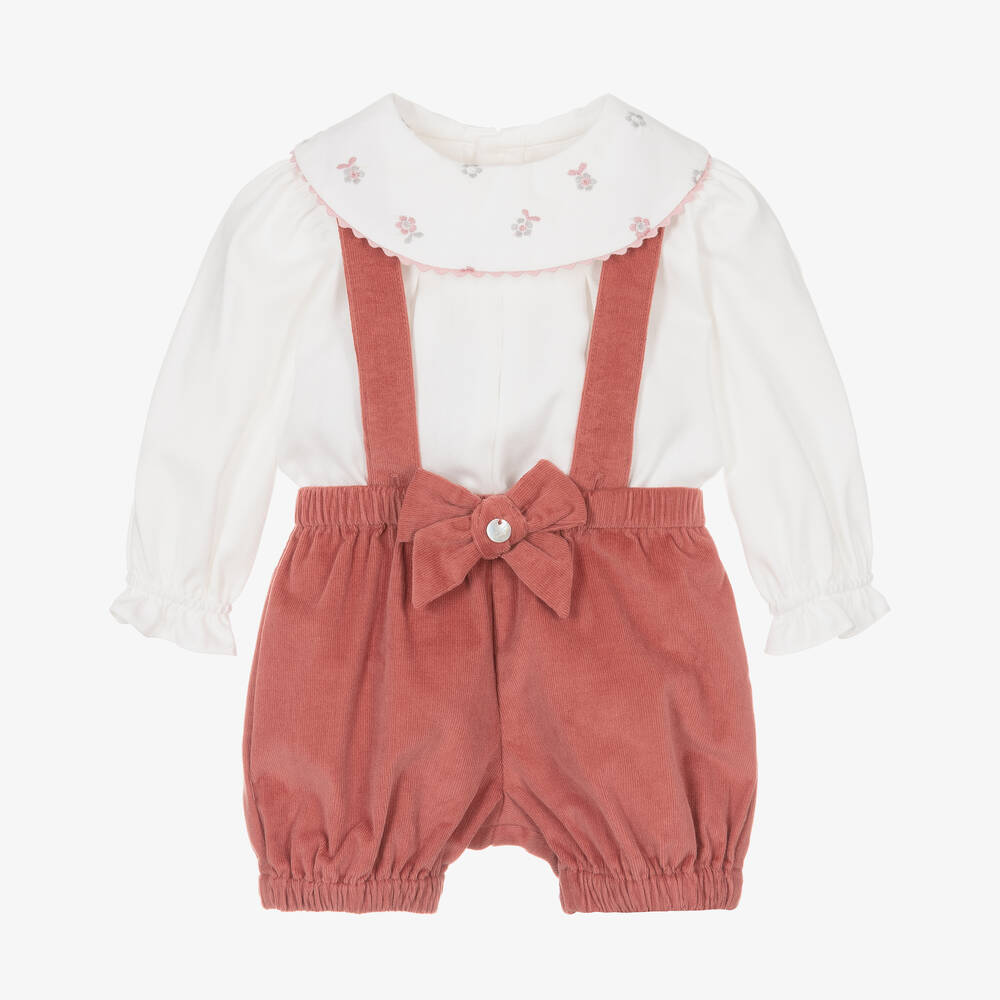 Pureté Du... Bébé - Ensemble short velours côtelé rose | Childrensalon