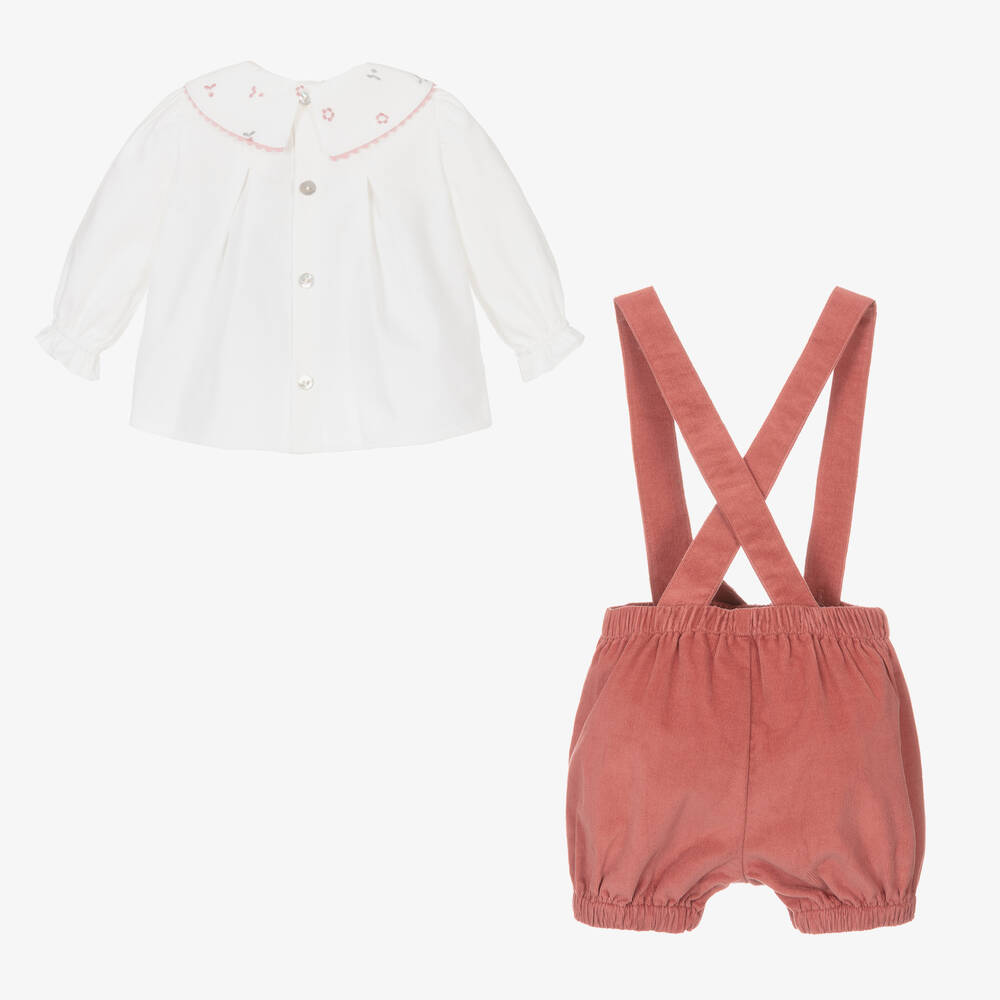 Pureté Du... Bébé-Baby Girls Pink Corduroy Shorts Set | Childrensalon Outlet