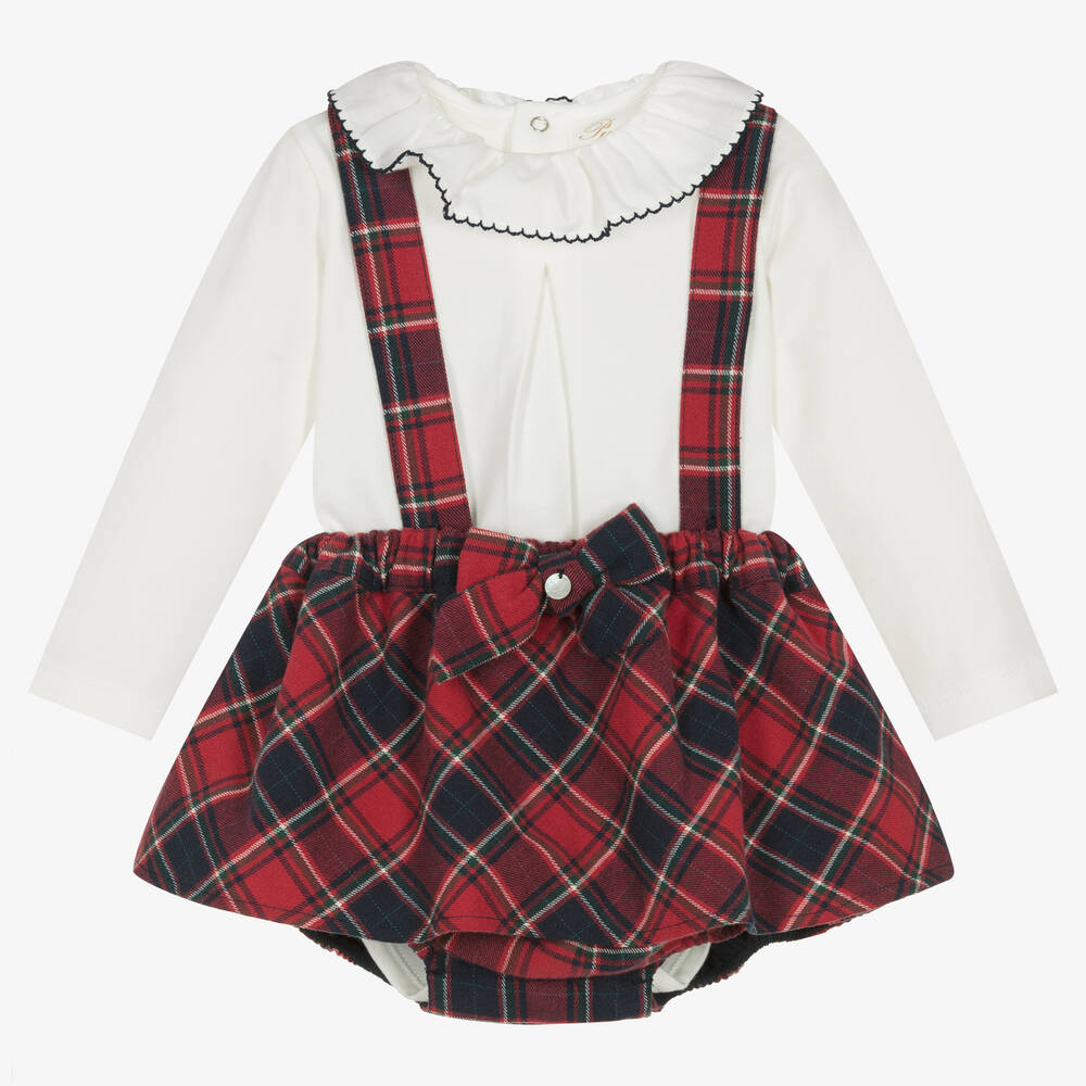 Pureté Du... Bébé - Ensemble short coton écossais rouge | Childrensalon