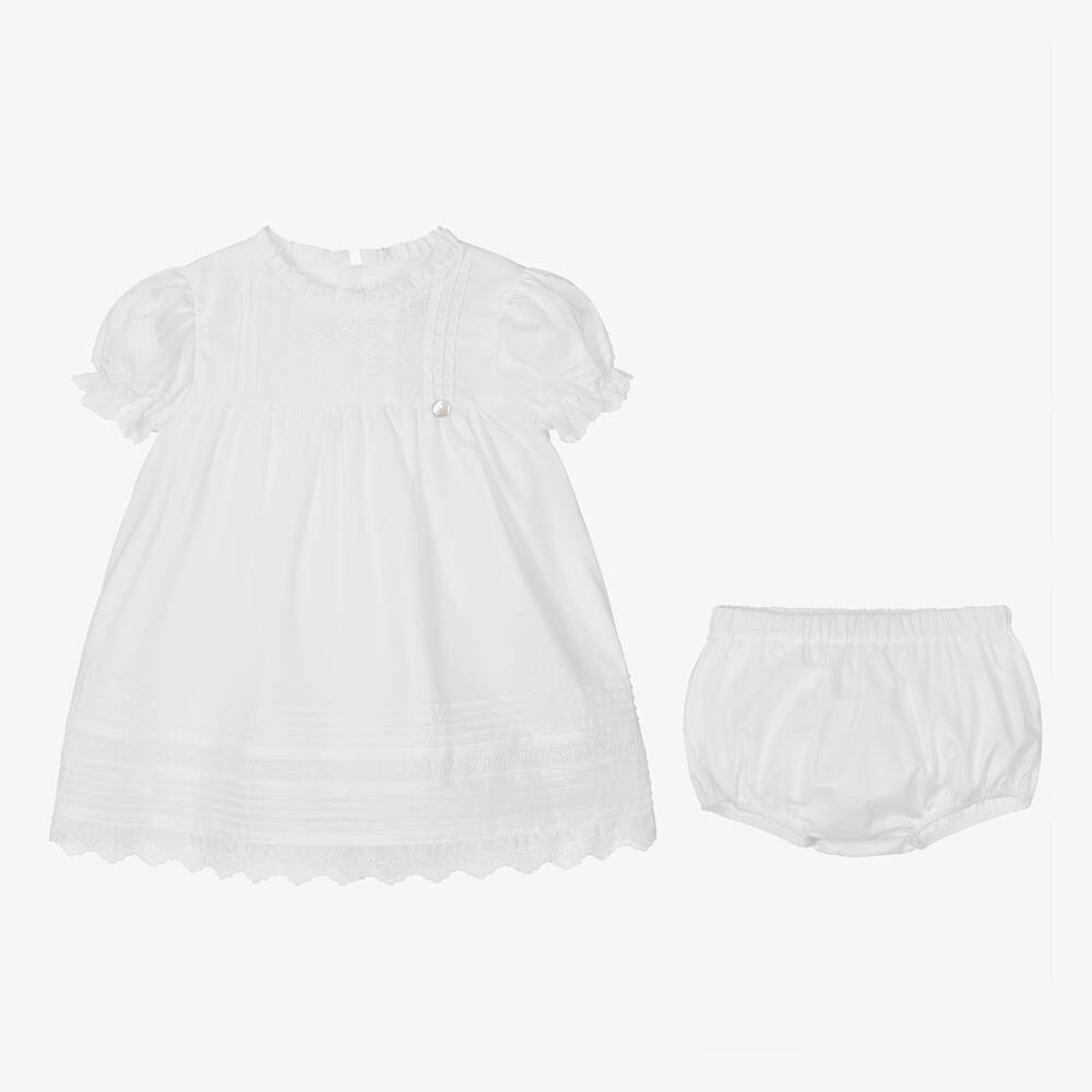 Pureté Du... Bébé-Baby Girls White Cotton Dress | Childrensalon Outlet
