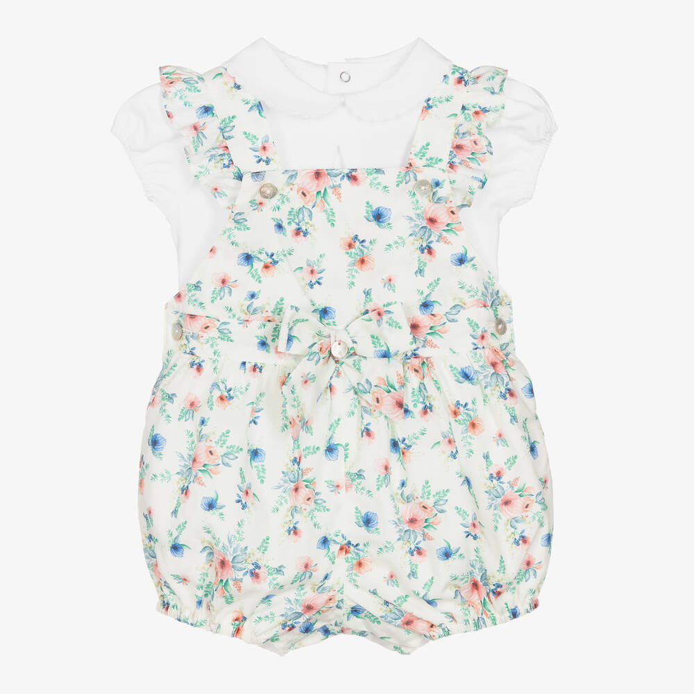 Pureté Du... Bébé - Baby Girls White & Floral Shorts Set | Childrensalon