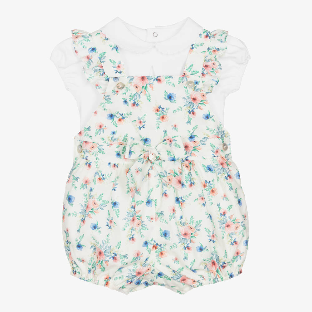 Pureté Du... Bébé - Baby-Top & Blumenshorts Set in Weiß | Childrensalon