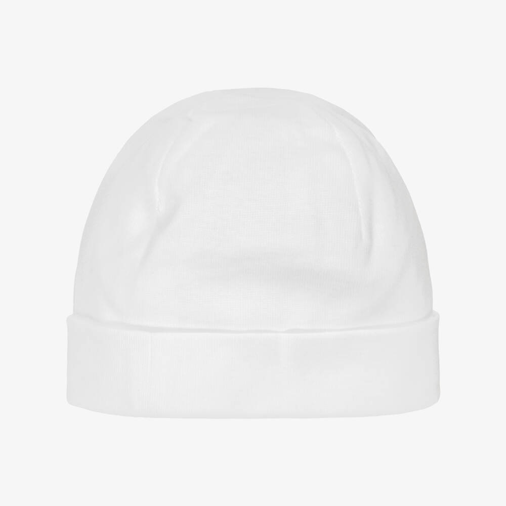 Pureté Du... Bébé-Baby Girls White & Pink Cotton Floral Jersey Hat | Childrensalon Outlet