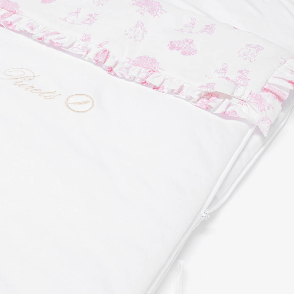 Pureté Du... Bébé-Baby Girls White & Pink Toile de Jouy Cotton Nest | Childrensalon Outlet