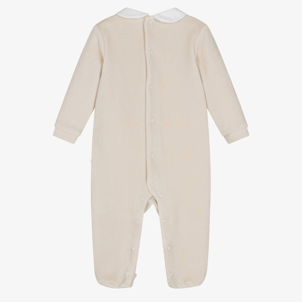 Pureté Du... Bébé-Beige Cotton Velour Babygrow | Childrensalon Outlet